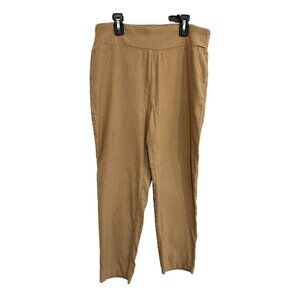 Glimpse Womens High Stretch Waist Pull On Tan Pants Sz L